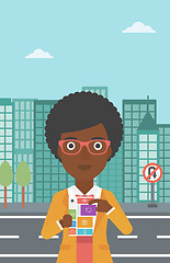 Image showing Woman with modular phone vector illustration.