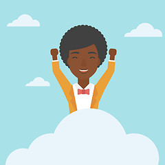 Image showing Woman sitting on cloud vector illustration.