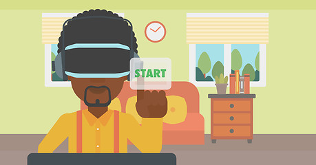 Image showing Man wearing virtual reality headset.