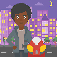 Image showing Woman in biker helmet vector illustration.