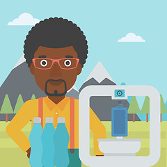 Image showing Man with three D printer vector illustration.