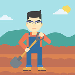 Image showing Farmer with shovel vector illustration.