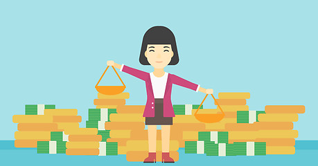 Image showing Business woman with scales vector illustration.