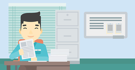 Image showing HR manager checking files vector illustration.