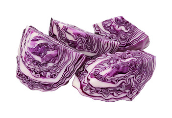Image showing Wedges of raw red cabbage