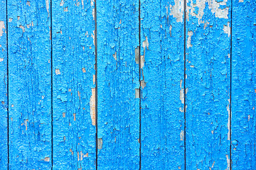 Image showing blue wooden fence