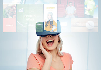 Image showing woman in virtual reality headset or 3d glasses