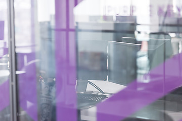 Image showing empty office with modern computers