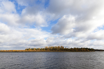 Image showing the river and the forest, autumn