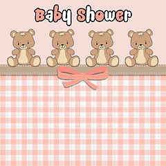 Image showing Delicate baby shower card with teddy bears