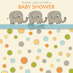 Image showing Delicate baby shower card with little elephants