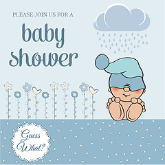 Image showing baby boy shower card with funny little baby