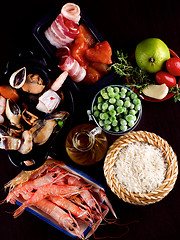 Image showing Raw Ingredients for Paella