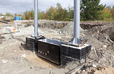 Image showing Metal and concrete structures are assembled for installation