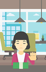 Image showing Woman refusing bribe vector illustration.