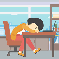 Image showing Woman sleeping on workplace.