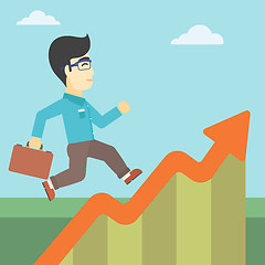 Image showing Businessman running along the growth graph.