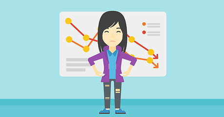 Image showing Bancrupt business woman vector illustration.