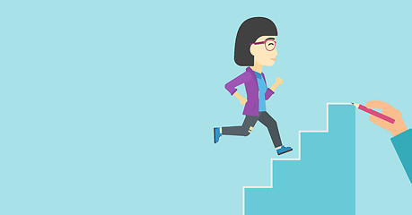 Image showing Businesswoman running upstairs vector illustration