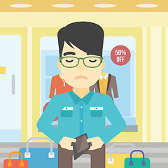 Image showing Man showing epmty wallet vector illustration.