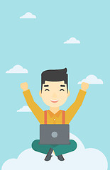 Image showing Man on cloud with laptop vector illustration.