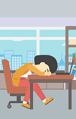 Image showing Woman sleeping on workplace.