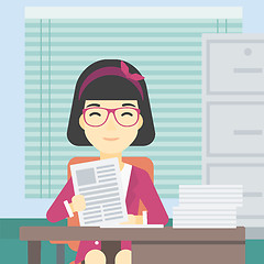 Image showing HR manager checking files vector illustration.