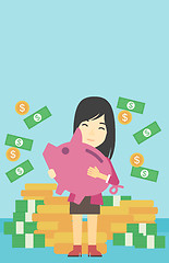 Image showing Business woman with piggy bank vector illustration