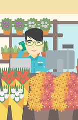 Image showing Florist at flower shop vector illustration.