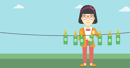 Image showing Woman loundering money vector illustration.