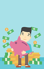 Image showing Businessman with piggy bank vector illustration.