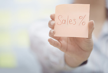 Image showing Sales text on adhesive note