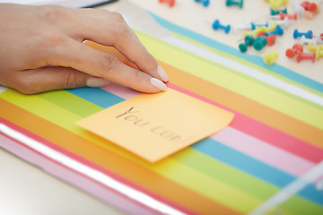 Image showing You can text on sticky note