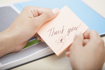 Image showing Thank you text on adhesive note