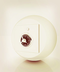 Image showing round safe on white background . 3D illustration. Vintage style.