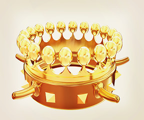 Image showing Gold crown isolated on white background . 3D illustration. Vinta