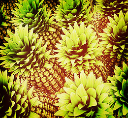 Image showing Pineapples background. 3D illustration. Vintage style.