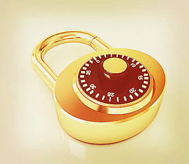 Image showing Illustration of security concept with gold locked combination pa