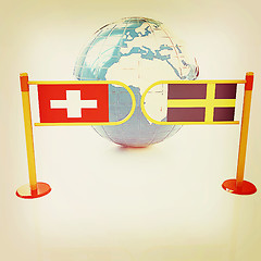 Image showing Three-dimensional image of the turnstile and flags of Switzerlan