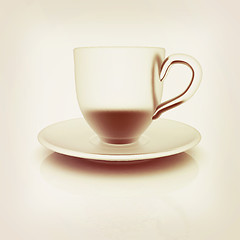 Image showing Cup on a saucer. 3D illustration. Vintage style.