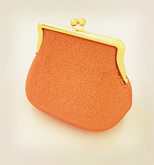 Image showing Leather purse. 3D illustration. Vintage style.