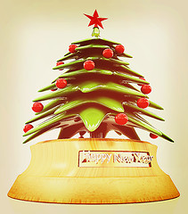 Image showing Christmas tree. 3D illustration. Vintage style.