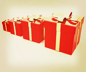 Image showing Bright christmas gifts. 3D illustration. Vintage style.