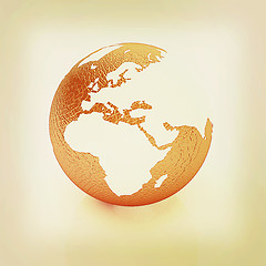 Image showing Leather earth . 3D illustration. Vintage style.