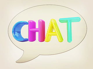 Image showing messenger window icon. Colorful 3d text \