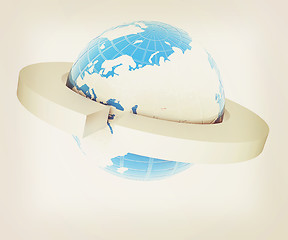 Image showing Earth and two poles. 3D illustration. Vintage style.