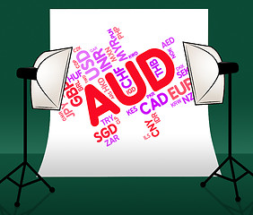 Image showing Aud Currency Means Exchange Rate And Coin