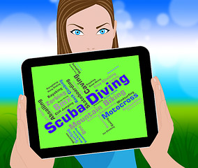 Image showing Scuba Diving Shows Divers Word And Underwater