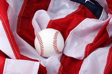 Image showing baseball and flag