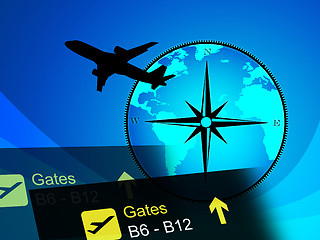 Image showing World Travel Indicates Global Plane And Globalize